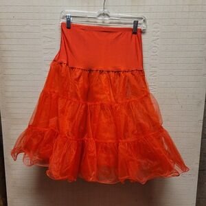 Grace Karin Tutu Petticoat Tulle Slip Skirt Elastic Waist RED Size Medium Tiered